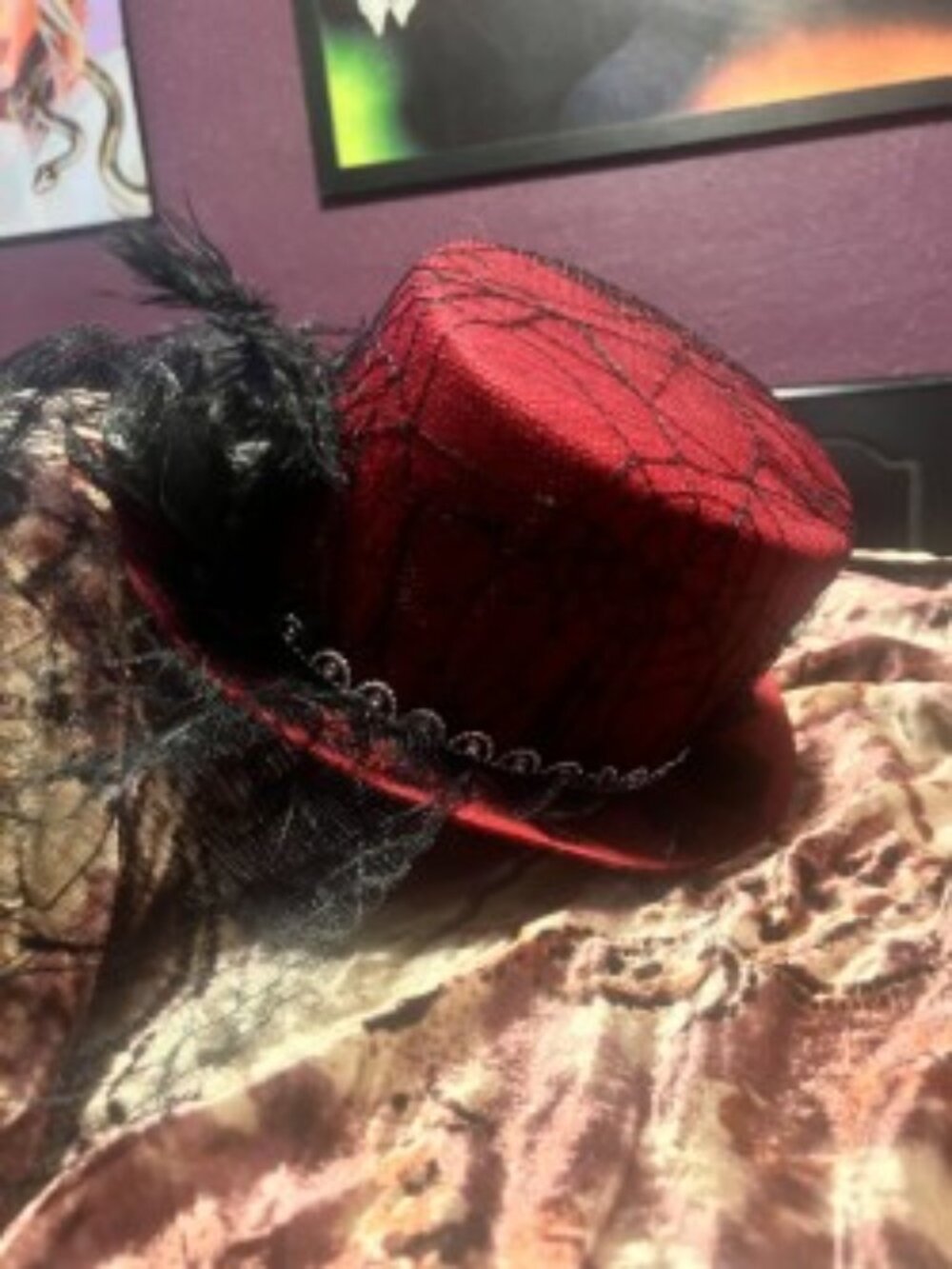 Women's Halloween Spiderweb & Feather Top Hat | Stevie Nicks Inspired